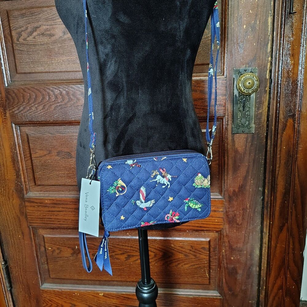 VERA BRADLEY All in One Crossbody Wristlet Wallet Snow Globe Motifs RFID Nwts